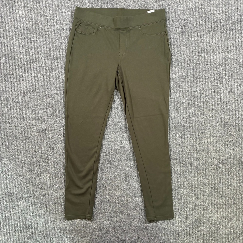 Seven7 Womens Pull On Leggings Size Large Green‎ Pockets Outdoor Mid Rise